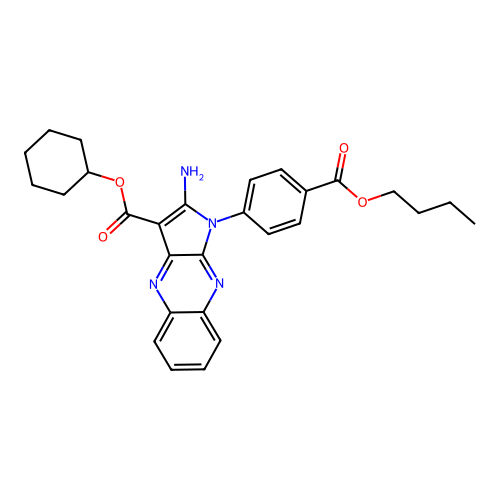 cyclohexyl 2-amino-1-(4-(butoxycarbonyl)phenyl)-1H-pyrrolo[2,3-b]quinoxaline-3-carboxylate structure
