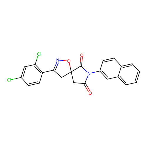 3-(2,4-dichlorophenyl)-7-(naphthalen-2-yl)-1-oxa-2,7-diazaspiro[4.4]non-2-ene-6,8-dione structure