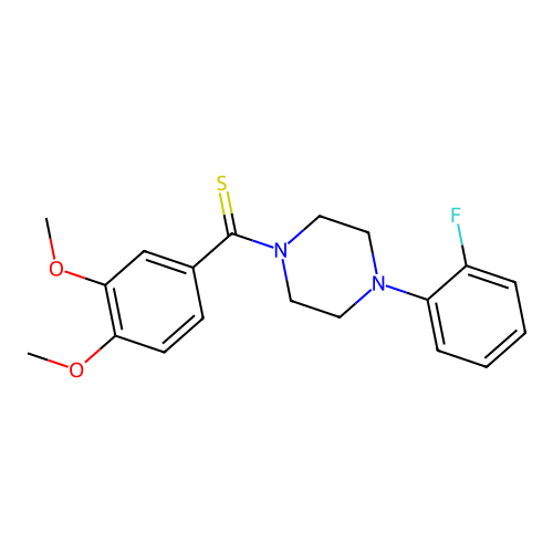 (3,4-Dimethoxyphenyl)(4-(2-fluorophenyl)piperazin-1-yl)methanethione structure