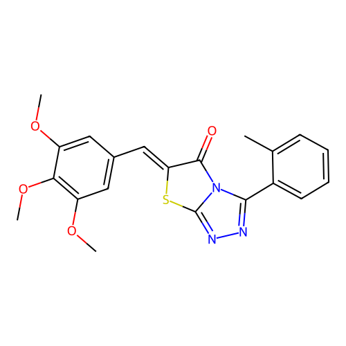 (Z)-3-(o-tolyl)-6-(3,4,5-trimethoxybenzylidene)thiazolo[2,3-c][1,2,4]triazol-5(6H)-one structure