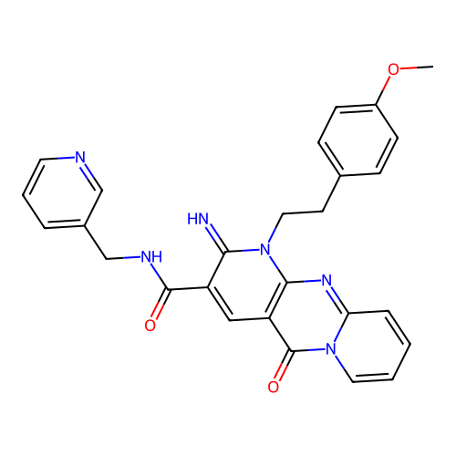 2-imino-1-[2-(4-methoxyphenyl)ethyl]-5-oxo-N-(pyridin-3-ylmethyl)-1,5-dihydro-2H-dipyrido[1,2-a:2',3'-d]pyrimidine-3-carboxamide structure