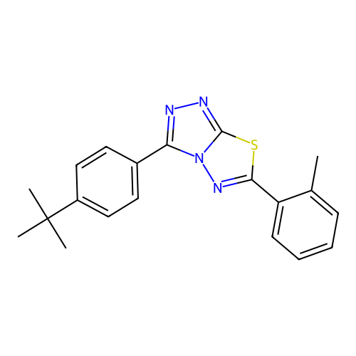 3-(4-(tert-butyl)phenyl)-6-(o-tolyl)-[1,2,4]triazolo[3,4-b][1,3,4]thiadiazole structure