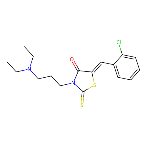 (5Z)-5-(2-chlorobenzylidene)-3-[3-(diethylamino)propyl]-2-thioxo-1,3-thiazolidin-4-one structure