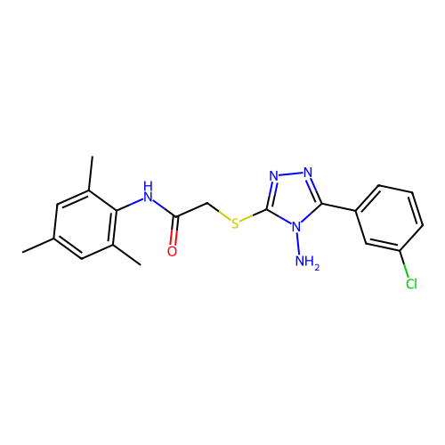 2-[4-amino-5-(3-chlorophenyl)(1,2,4-triazol-3-ylthio)]-N-(2,4,6-trimethylpheny l)acetamide structure