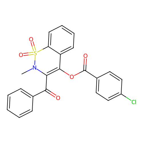 3-benzoyl-2-methyl-1,1-dioxido-2H-1,2-benzothiazin-4-yl 4-chlorobenzoate structure