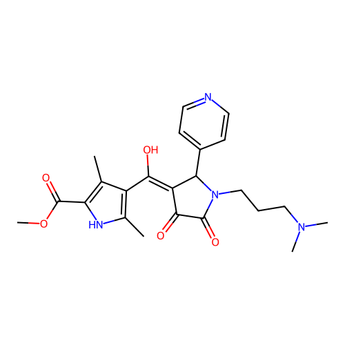 methyl 4-[[1-[3-(dimethylamino)propyl]-4,5-dioxo-2-pyridin-4-ylpyrrolidin-3-ylidene]-hydroxymethyl]-3,5-dimethyl-1H-pyrrole-2-carboxylate structure
