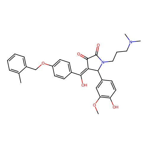 (4E)-1-[3-(dimethylamino)propyl]-5-(4-hydroxy-3-methoxyphenyl)-4-[hydroxy-[4-[(2-methylphenyl)methoxy]phenyl]methylidene]pyrrolidine-2,3-dione structure