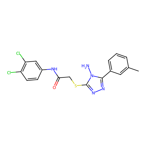 2-((4-amino-5-(m-tolyl)-4H-1,2,4-triazol-3-yl)thio)-N-(3,4-dichlorophenyl)acetamide structure