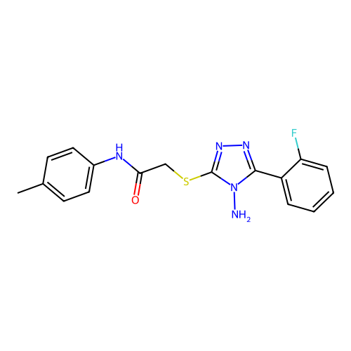 2-{[4-amino-5-(2-fluorophenyl)-4H-1,2,4-triazol-3-yl]sulfanyl}-N-(4-methylphenyl)acetamide structure