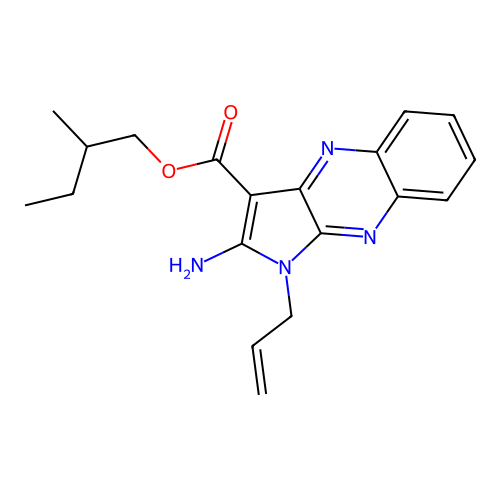2-methylbutyl 1-allyl-2-amino-1H-pyrrolo[2,3-b]quinoxaline-3-carboxylate structure