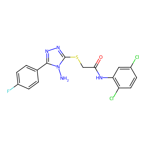 2-[4-amino-5-(4-fluorophenyl)(1,2,4-triazol-3-ylthio)]-N-(2,5-dichlorophenyl)a cetamide structure