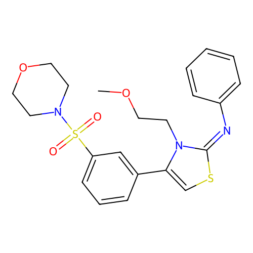 N-[(2Z)-3-(2-methoxyethyl)-4-[3-(morpholin-4-ylsulfonyl)phenyl]-1,3-thiazol-2(3H)-ylidene]aniline structure