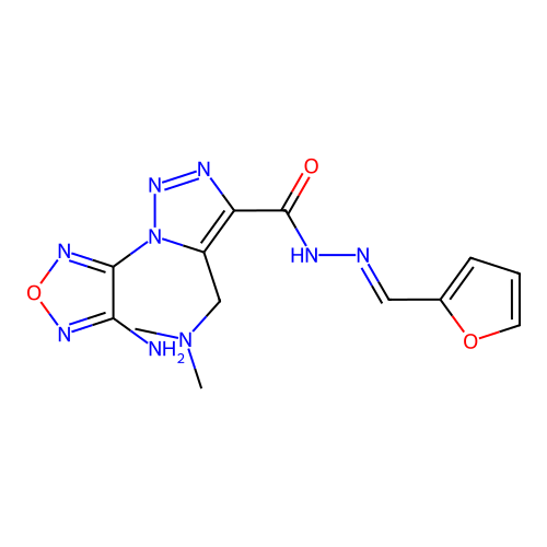(E)-1-(4-amino-1,2,5-oxadiazol-3-yl)-5-((dimethylamino)methyl)-N'-(furan-2-ylmethylene)-1H-1,2,3-triazole-4-carbohydrazide structure