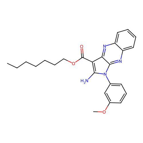 heptyl 2-amino-1-(3-methoxyphenyl)-1H-pyrrolo[2,3-b]quinoxaline-3-carboxylate structure