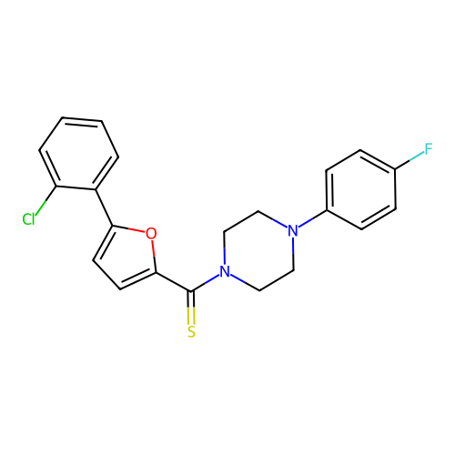 (5-(2-Chlorophenyl)furan-2-yl)(4-(4-fluorophenyl)piperazin-1-yl)methanethione structure