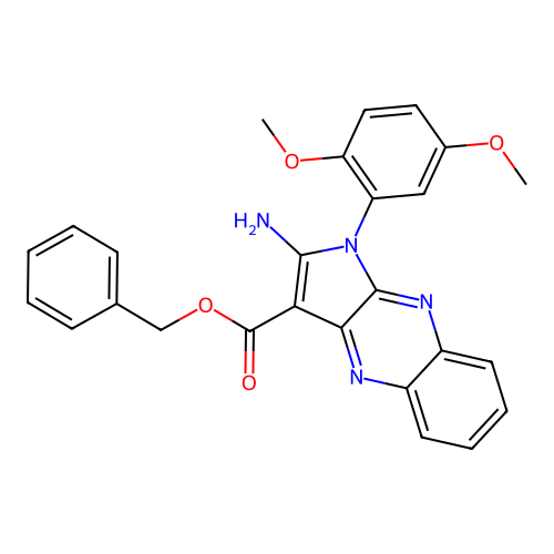 benzyl 2-amino-1-(2,5-dimethoxyphenyl)-1H-pyrrolo[2,3-b]quinoxaline-3-carboxylate structure