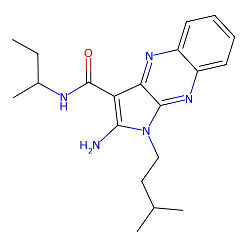 2-amino-N-(butan-2-yl)-1-(3-methylbutyl)-1H-pyrrolo[2,3-b]quinoxaline-3-carboxamide structure