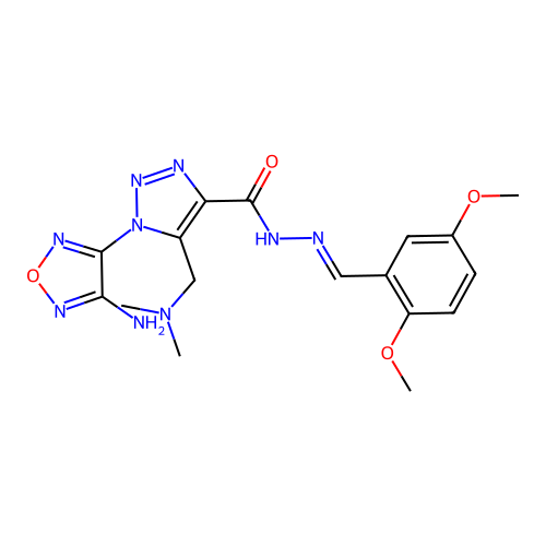(E)-1-(4-amino-1,2,5-oxadiazol-3-yl)-N'-(2,5-dimethoxybenzylidene)-5-((dimethylamino)methyl)-1H-1,2,3-triazole-4-carbohydrazide structure