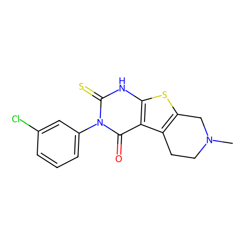 3-(3-chlorophenyl)-2-mercapto-7-methyl-5,6,7,8-tetrahydropyrido[4',3':4,5]thieno[2,3-d]pyrimidin-4(3H)-one structure