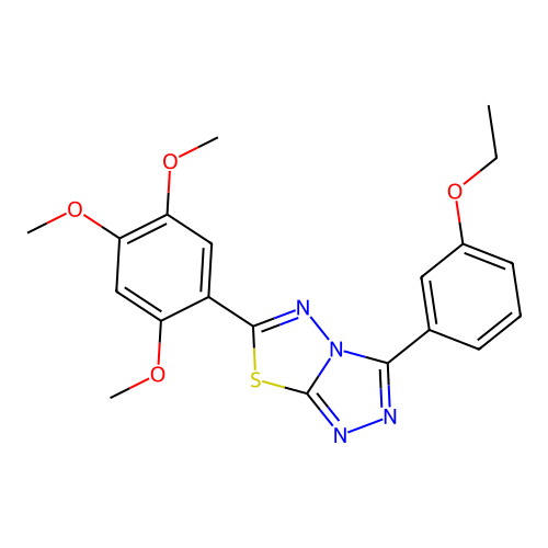 3-(3-ethoxyphenyl)-6-(2,4,5-trimethoxyphenyl)-[1,2,4]triazolo[3,4-b][1,3,4]thiadiazole structure