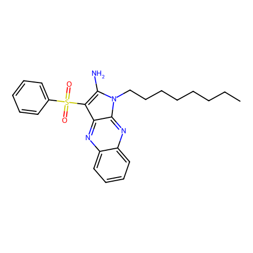 1-octyl-3-(phenylsulfonyl)-1H-pyrrolo[2,3-b]quinoxalin-2-amine structure