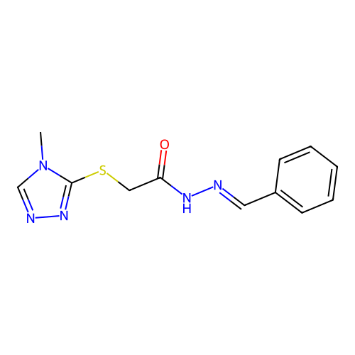 (E)-N'-benzylidene-2-((4-methyl-4H-1,2,4-triazol-3-yl)thio)acetohydrazide structure