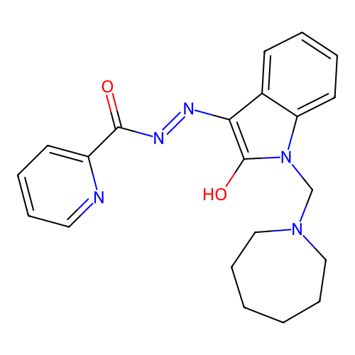 (Z)-N'-(1-(azepan-1-ylmethyl)-2-oxoindolin-3-ylidene)picolinohydrazide structure
