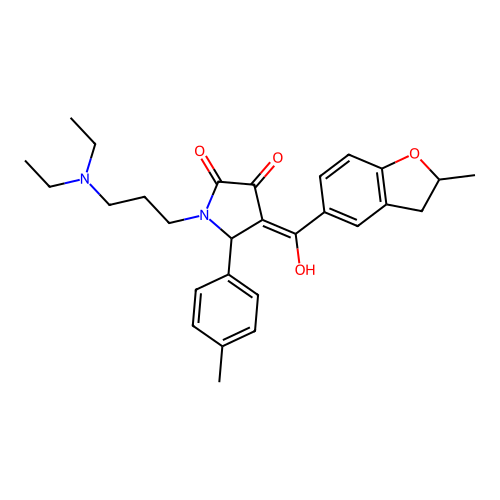 (4E)-1-[3-(diethylamino)propyl]-4-[hydroxy-(2-methyl-2,3-dihydro-1-benzofuran-5-yl)methylidene]-5-(4-methylphenyl)pyrrolidine-2,3-dione structure