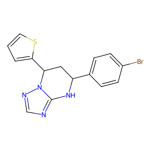 5-(4-bromophenyl)-7-(thiophen-2-yl)-4,5,6,7-tetrahydro-[1,2,4]triazolo[1,5-a]pyrimidine structure