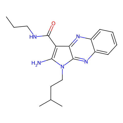 2-amino-1-(3-methylbutyl)-N-propyl-1H-pyrrolo[2,3-b]quinoxaline-3-carboxamide structure