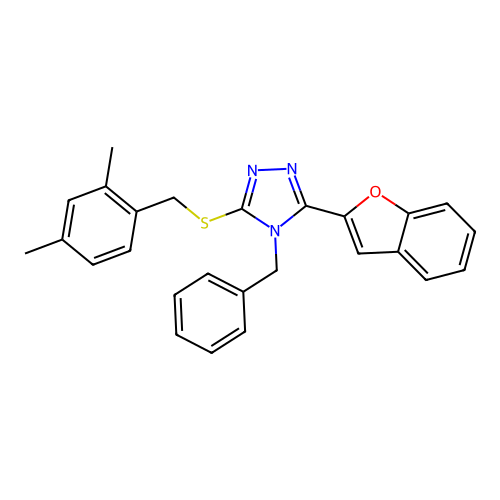 3-(1-benzofuran-2-yl)-4-benzyl-5-[(2,4-dimethylbenzyl)sulfanyl]-4H-1,2,4-triazole structure