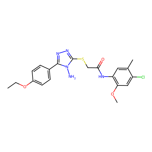 2-[4-amino-5-(4-ethoxyphenyl)(1,2,4-triazol-3-ylthio)]-N-(4-chloro-2-methoxy-5-methylphenyl)acetamide structure