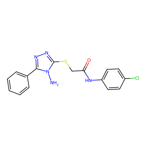 2-((4-amino-5-phenyl-4H-1,2,4-triazol-3-yl)thio)-N-(4-chlorophenyl)acetamide structure