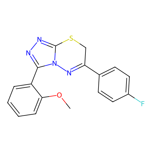 6-(4-fluorophenyl)-3-(2-methoxyphenyl)-7H-[1,2,4]triazolo[3,4-b][1,3,4]thiadiazine structure