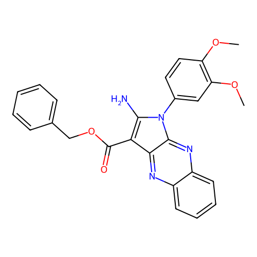 benzyl 2-amino-1-(3,4-dimethoxyphenyl)-1H-pyrrolo[2,3-b]quinoxaline-3-carboxylate structure