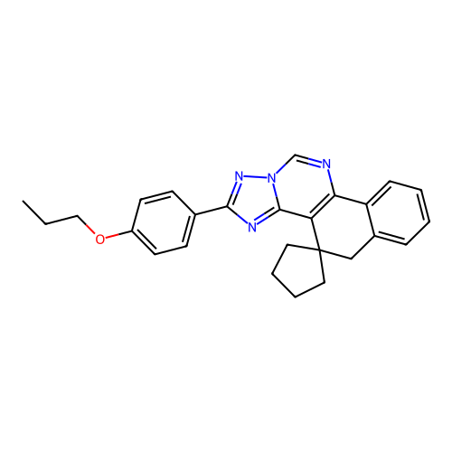 2-(4-propoxyphenyl)-5H-spiro[benzo[h][1,2,4]triazolo[1,5-c]quinazoline-4,1'-cyclopentane] structure