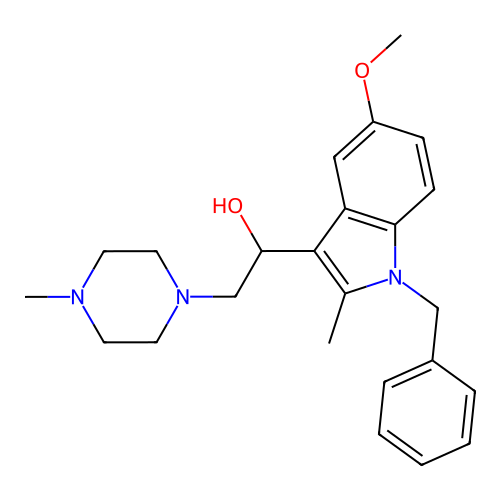 1-(1-benzyl-5-methoxy-2-methyl-1H-indol-3-yl)-2-(4-methylpiperazin-1-yl)ethanol structure