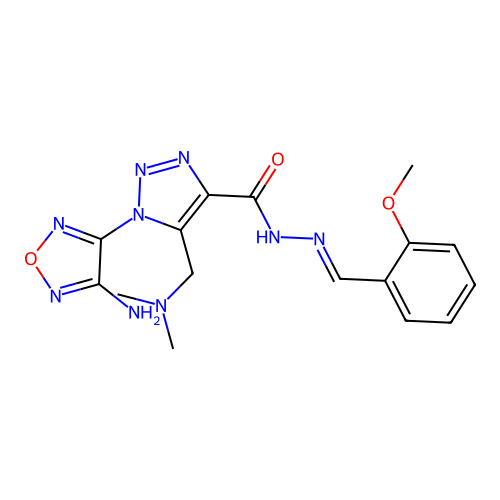 (E)-1-(4-amino-1,2,5-oxadiazol-3-yl)-5-((dimethylamino)methyl)-N'-(2-methoxybenzylidene)-1H-1,2,3-triazole-4-carbohydrazide structure