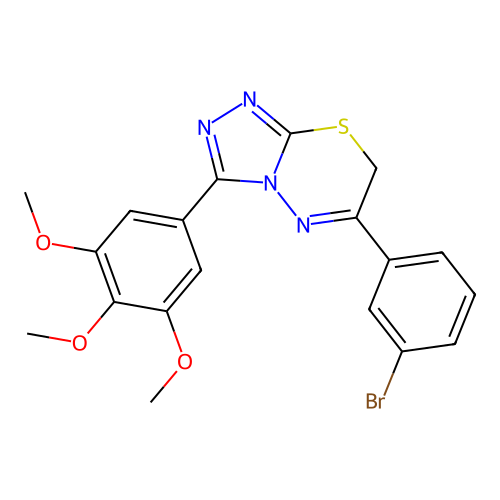 6-(3-bromophenyl)-3-(3,4,5-trimethoxyphenyl)-7H-[1,2,4]triazolo[3,4-b][1,3,4]thiadiazine structure