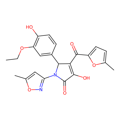 (4E)-5-(3-ethoxy-4-hydroxyphenyl)-4-[hydroxy(5-methylfuran-2-yl)methylidene]-1-(5-methyl-1,2-oxazol-3-yl)pyrrolidine-2,3-dione structure