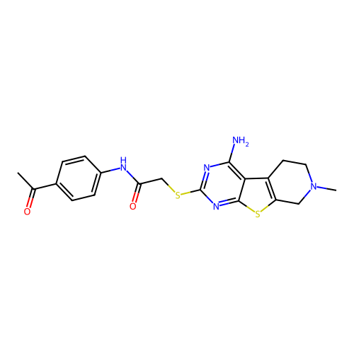 N-(4-acetylphenyl)-2-((4-amino-7-methyl-5,6,7,8-tetrahydropyrido[4',3':4,5]thieno[2,3-d]pyrimidin-2-yl)thio)acetamide structure