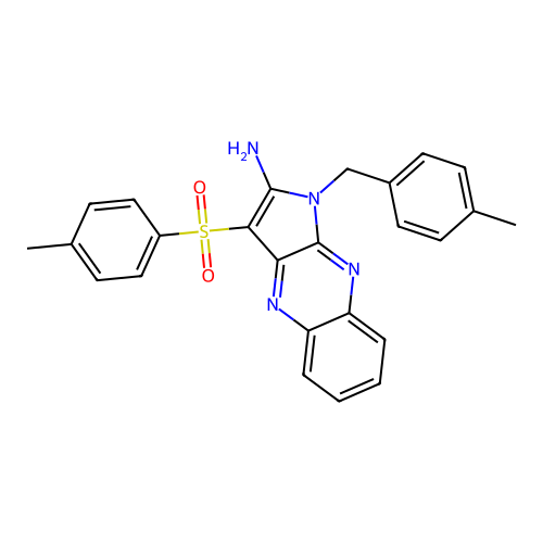 1-(4-methylbenzyl)-3-tosyl-1H-pyrrolo[2,3-b]quinoxalin-2-amine structure