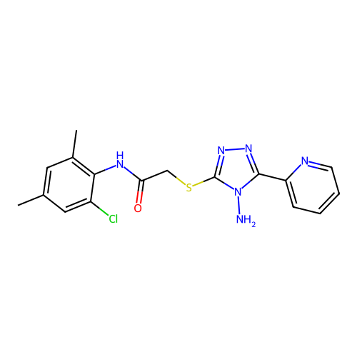 2-(4-Amino-5-pyridin-2-yl-4H-[1,2,4]triazol-3-ylsulfanyl)-N-(2-chloro-4,6-dimethyl-phenyl)-acetamide structure