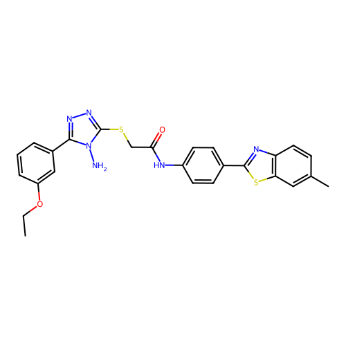 Acetamide, 2-[[4-amino-5-(3-ethoxyphenyl)-4H-1,2,4-triazol-3-yl]thio]-N-[4-(6-methyl-2-benzothiazolyl)phenyl]- structure