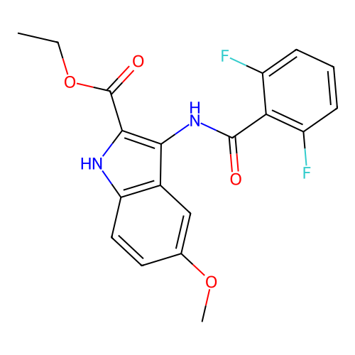 ethyl 3-{[(2,6-difluorophenyl)carbonyl]amino}-5-methoxy-1H-indole-2-carboxylate structure