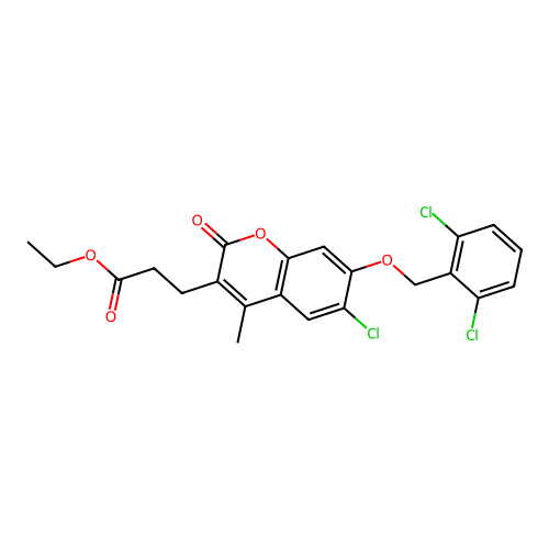 ethyl 3-{6-chloro-7-[(2,6-dichlorobenzyl)oxy]-4-methyl-2-oxo-2H-chromen-3-yl}propanoate structure