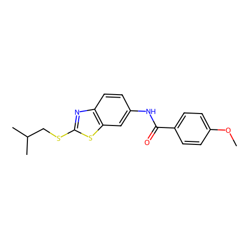4-methoxy-N-{2-[(2-methylpropyl)sulfanyl]-1,3-benzothiazol-6-yl}benzamide structure