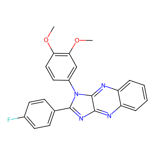 1-(3,4-dimethoxyphenyl)-2-(4-fluorophenyl)-1H-imidazo[4,5-b]quinoxaline structure