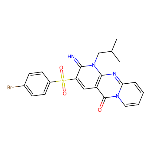 3-[(4-bromophenyl)sulfonyl]-2-imino-1-isobutyl-1,2-dihydro-5H-dipyrido[1,2-a:2,3-d]pyrimidin-5-one structure