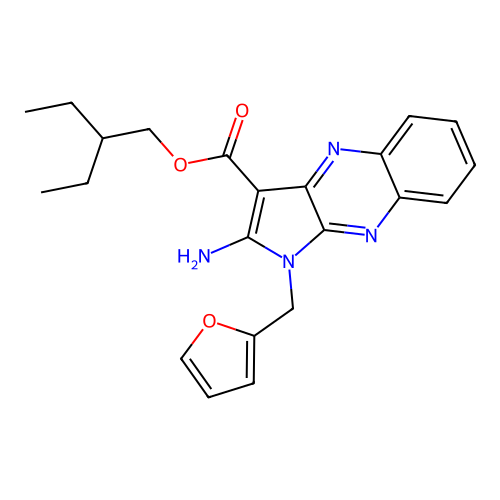 2-ethylbutyl 2-amino-1-(furan-2-ylmethyl)-1H-pyrrolo[2,3-b]quinoxaline-3-carboxylate structure